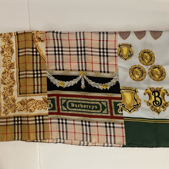 Burberry Vintange Multi-Print Panellef Scarf Green - Picture 6 of 7